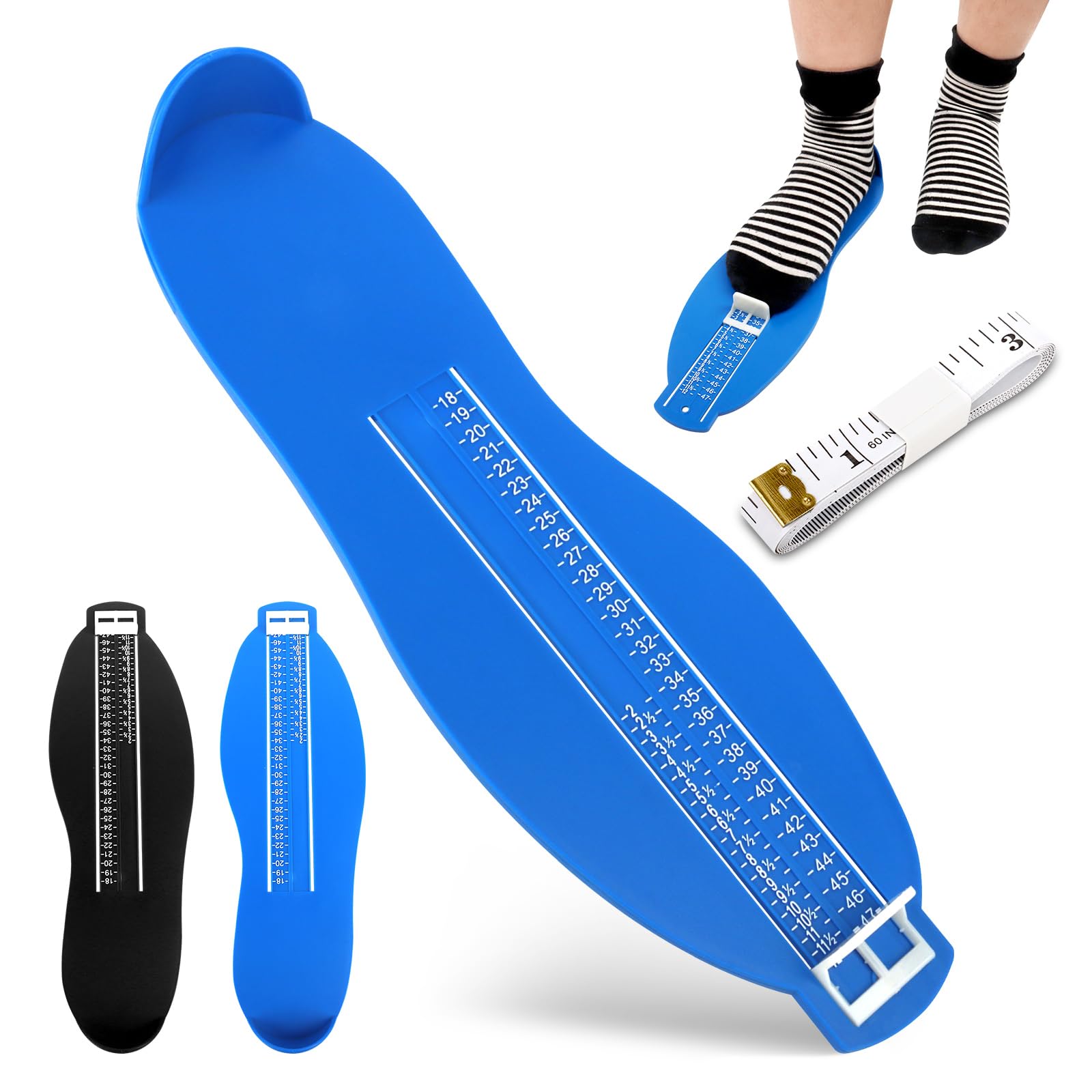 2pcs Pédimètre Adulte，Appareil de mesure des pieds，Pointure Chaussure Mesurer Pied Dispositif de Mesure，Règle de Mesure，pour Déterminer la Pointure 18 à 47 de la taille des chaussures