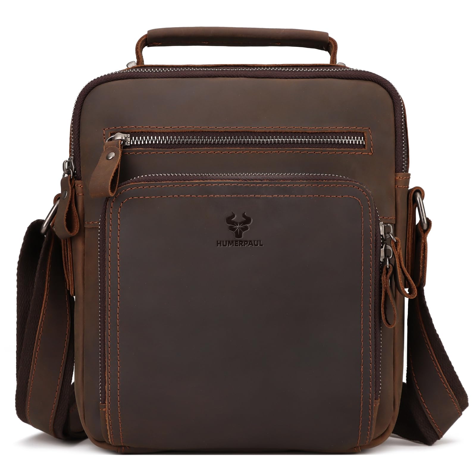 Crossbody Bag Shoulder Bag for Men Genuine Leather Man Bag Vintage Messenger Bag for Travel Work Business