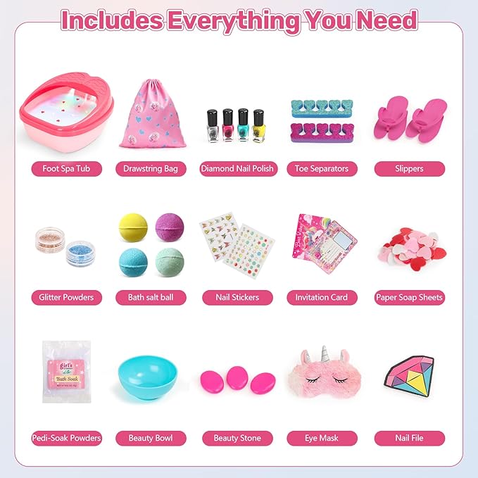 Kit de Spa para Pies Niñas 4-12 Años Pedicura y Uñas Regalo miniatura 2