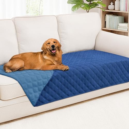 Miniatura 47 de Smiry Funda impermeable para cama de mascota, suave y lavable, para cama, sofá, reversible, perros pequeños, medianos, grandes, gatos, diseño