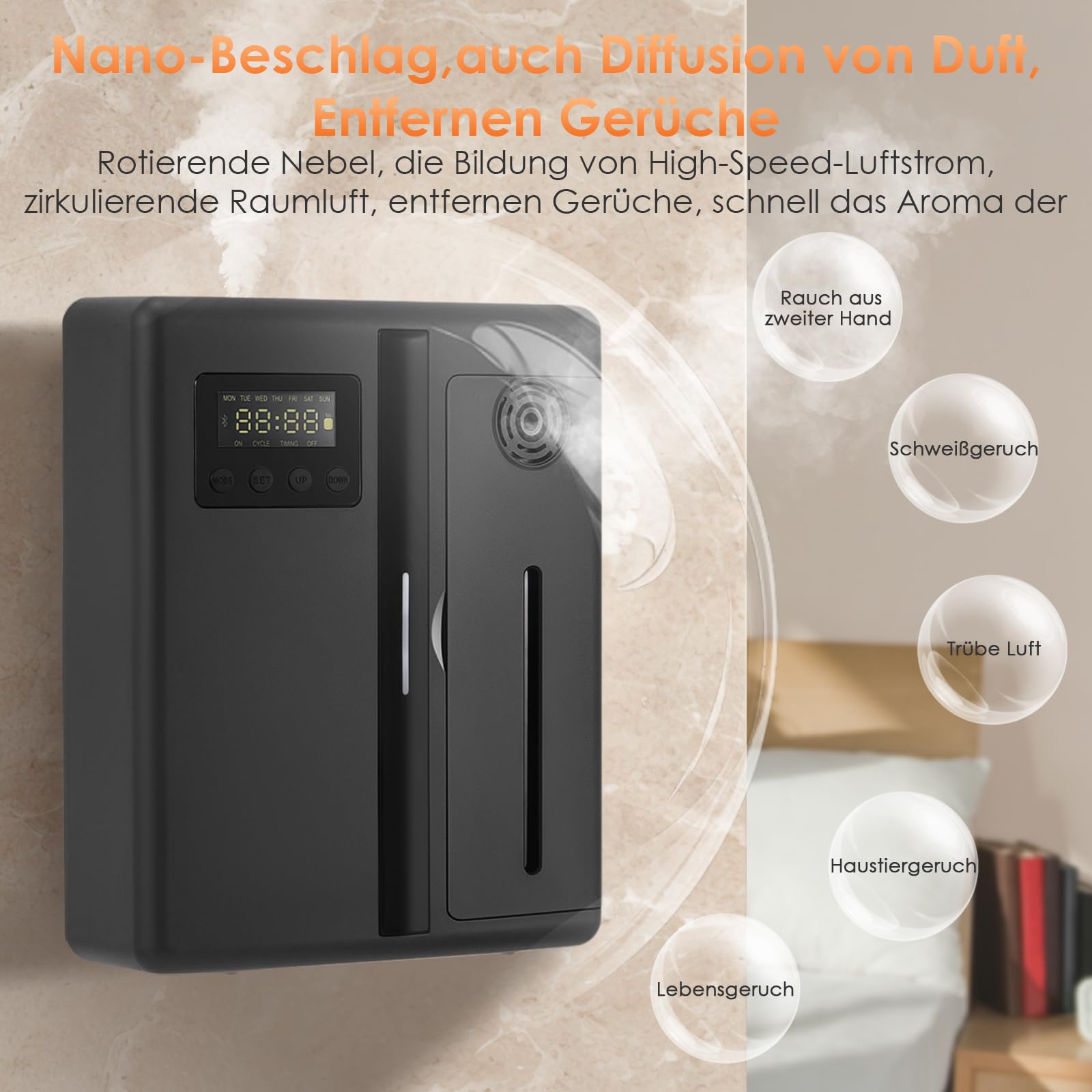 Smart Aroma Difusor App, 200 ml, difusor sin agua, aceites esenciales de hasta 200 ㎡ 30H, humidificador inteligente con pantalla LCD para dormitorio, habitación infantil y plantas