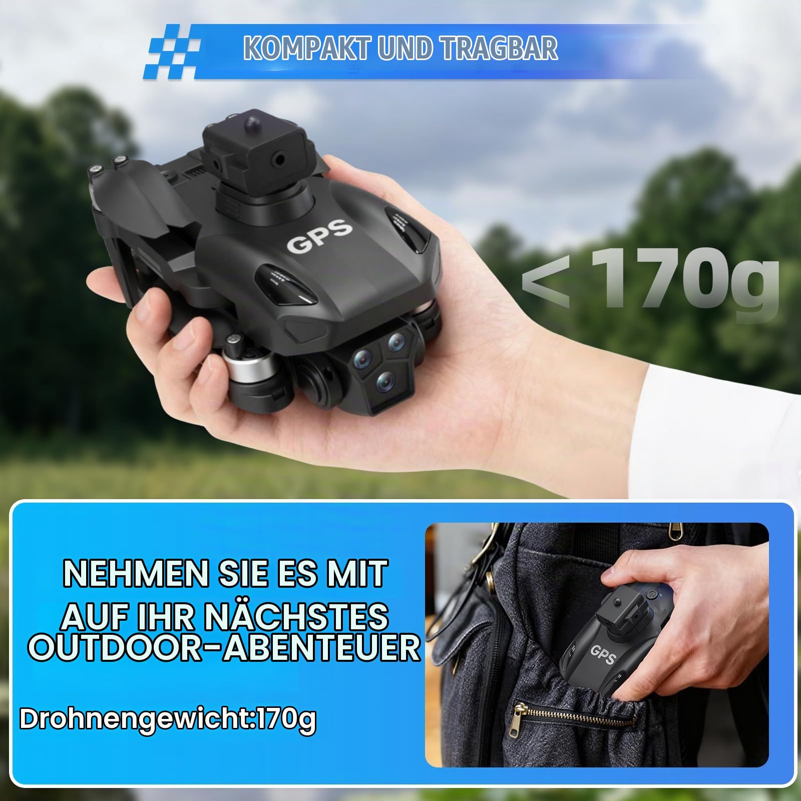 A Alpha Drohne mit Kamera, Profi FPV Drohne für Einsteiger mit Kamera Quadrocopter Indoor & Outdoor Geschenke für Anfänger