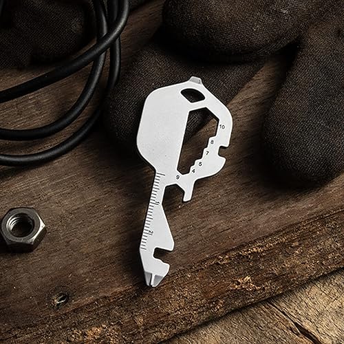 Miniatura 5 de Llavero multiherramienta en forma de llave de acero inoxidable mini destornillador multifuncional abridor de botellas destornillador ranurado