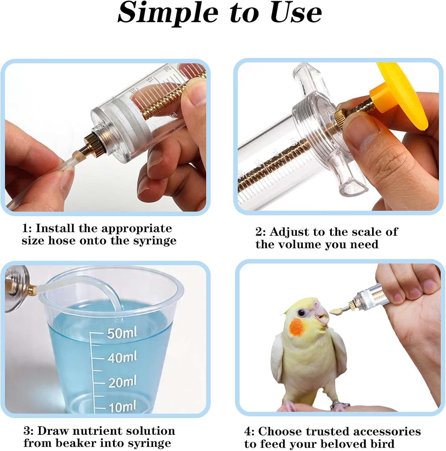 Baby Bird Feeding Syringe Set, 12-Piece Small Pet Parrot Feeder Hand Feeding Tubes Kit, Parrot Feeder Tubes Measuring Tools, for Baby Birds Small Pet