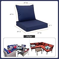 Vista 2 de Favoyard - Juego de cojines de asiento para exteriores de 24 x 24 pulgadas, impermeables y resistentes al desgaste, para muebles de patio, con funda