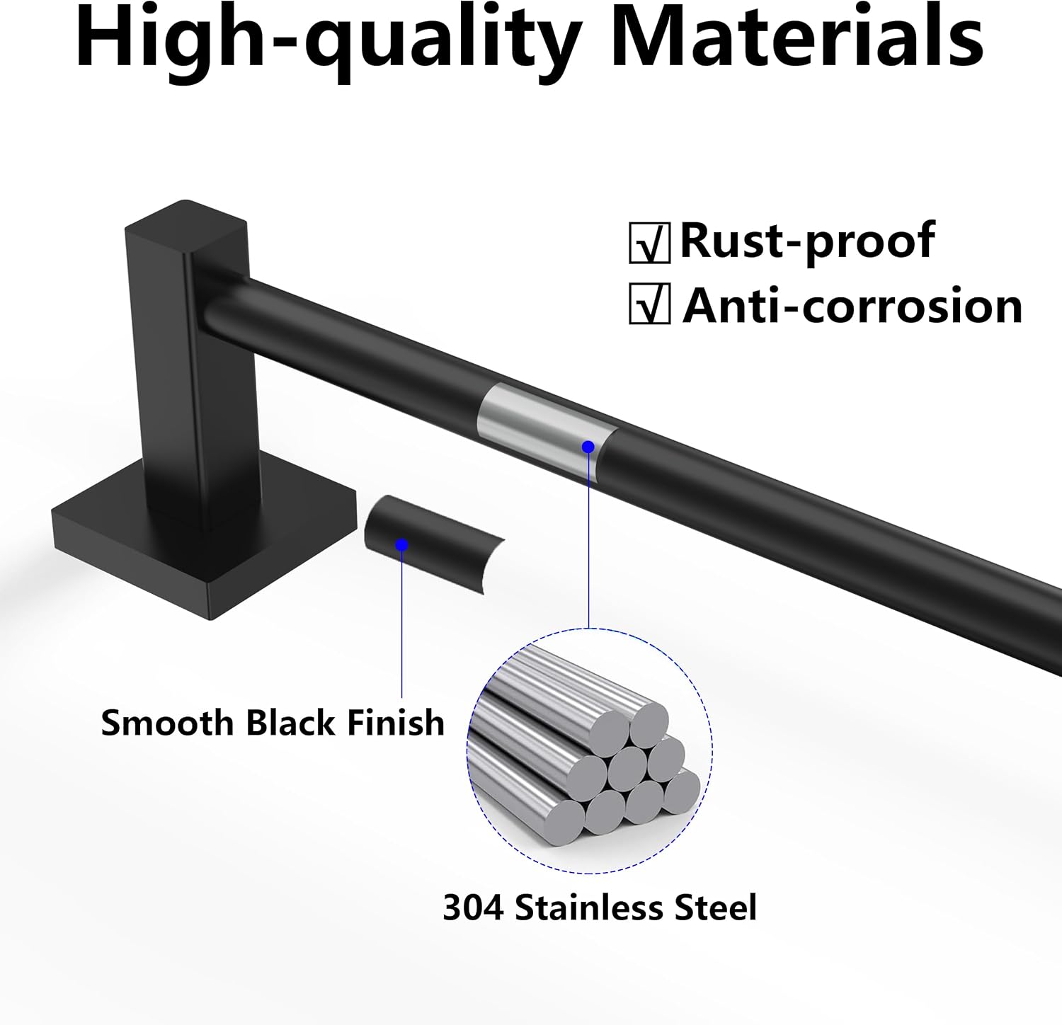 Towel Bar, Towel Racks for Bathroom Wall Mounted, Matte Black image 4