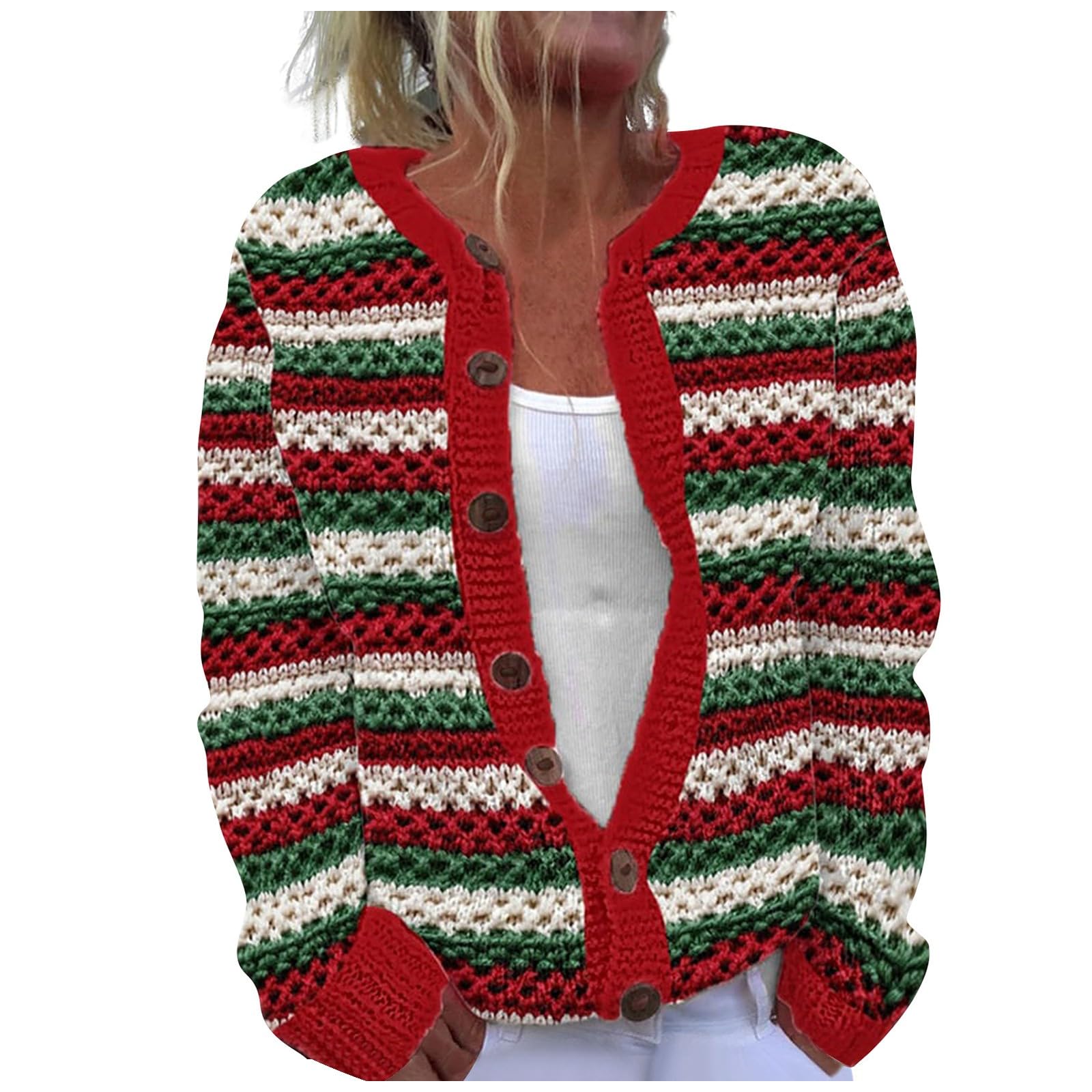 Weihnachts Strickjacke Damen Lang Mit Kapuze Weihnachten Pullover Long