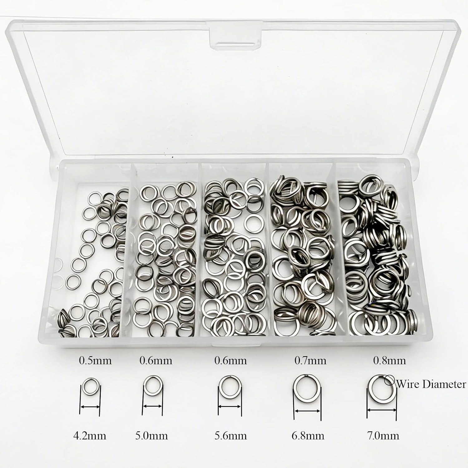 Pack of 201pcs Fishing Stainless Steel Split Rings 5 Sizes and Plier Set, Split Ring Capable of withstanding Large tensile Force and Fishing Plier Tool Kit for Saltwater Fishing Lure Connectors…