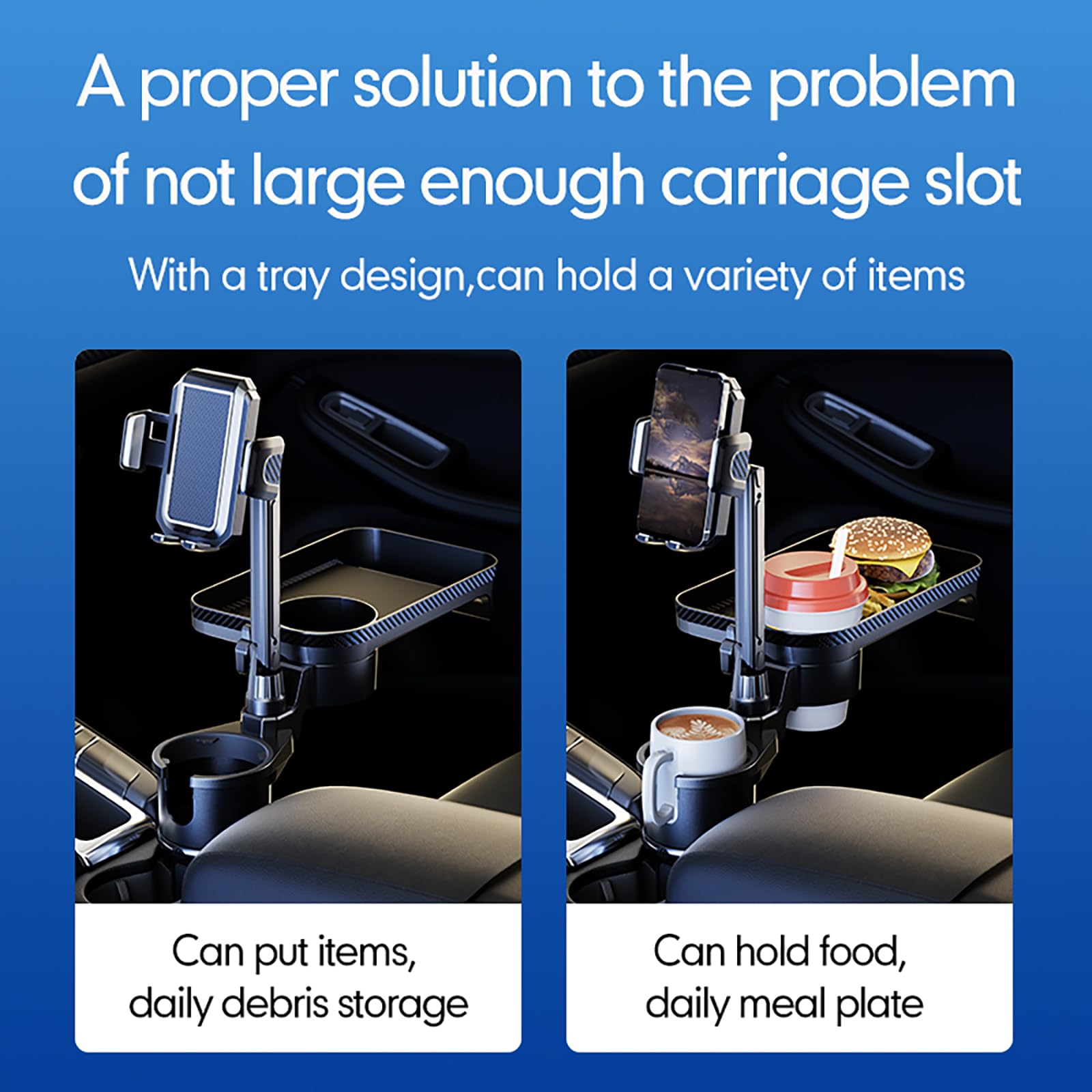 Getränkehalter Auto für Geely Emgrand GS/Emgrand Haijing Hai Jing, 4 In 1 Verstellbarer Becherhalter Handyhalterung Tisch Tablett Becherhalter Auto Cupholder Dosenhalter,L