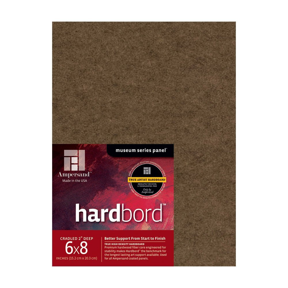 Ampersand Art Supply Hardboard Wood Painting Panel: Museum Series Hardbord, 6" x 8", 2 Inch Cradled Profile