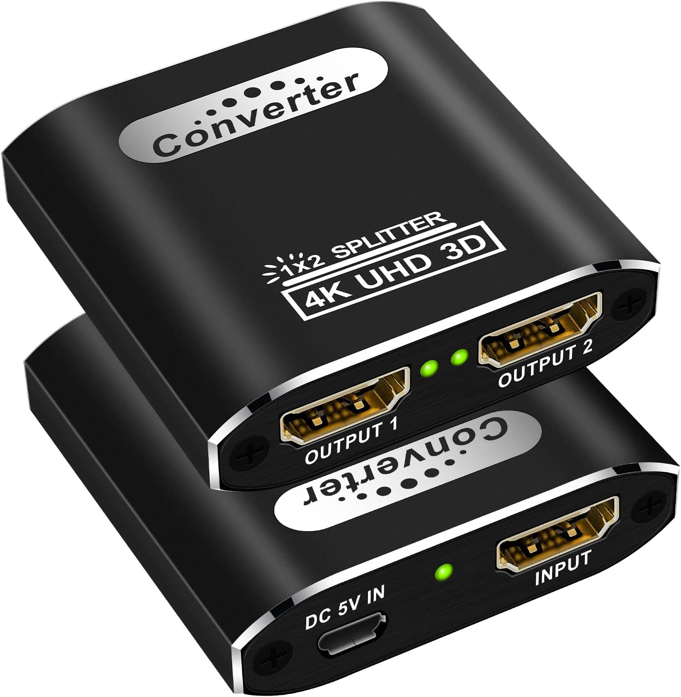 HDMI Splitter 1 in 2 Out for Dual Monitors, 4K HDMI Splitter Ver1.4 Supports 4K@30Hz 3D Full HD 1080P Compatible for PS4 PS3 Blu-Ray Player Fire Stick Roku HDTV (1 Source onto 2 Displays)