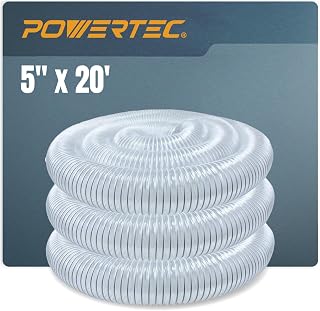 POWERTEC 5" x 20' Dust Collection Hose, 5 Inch Dust Collector Hose for Woodworking and Wood Shop Dust Collection System (70266)