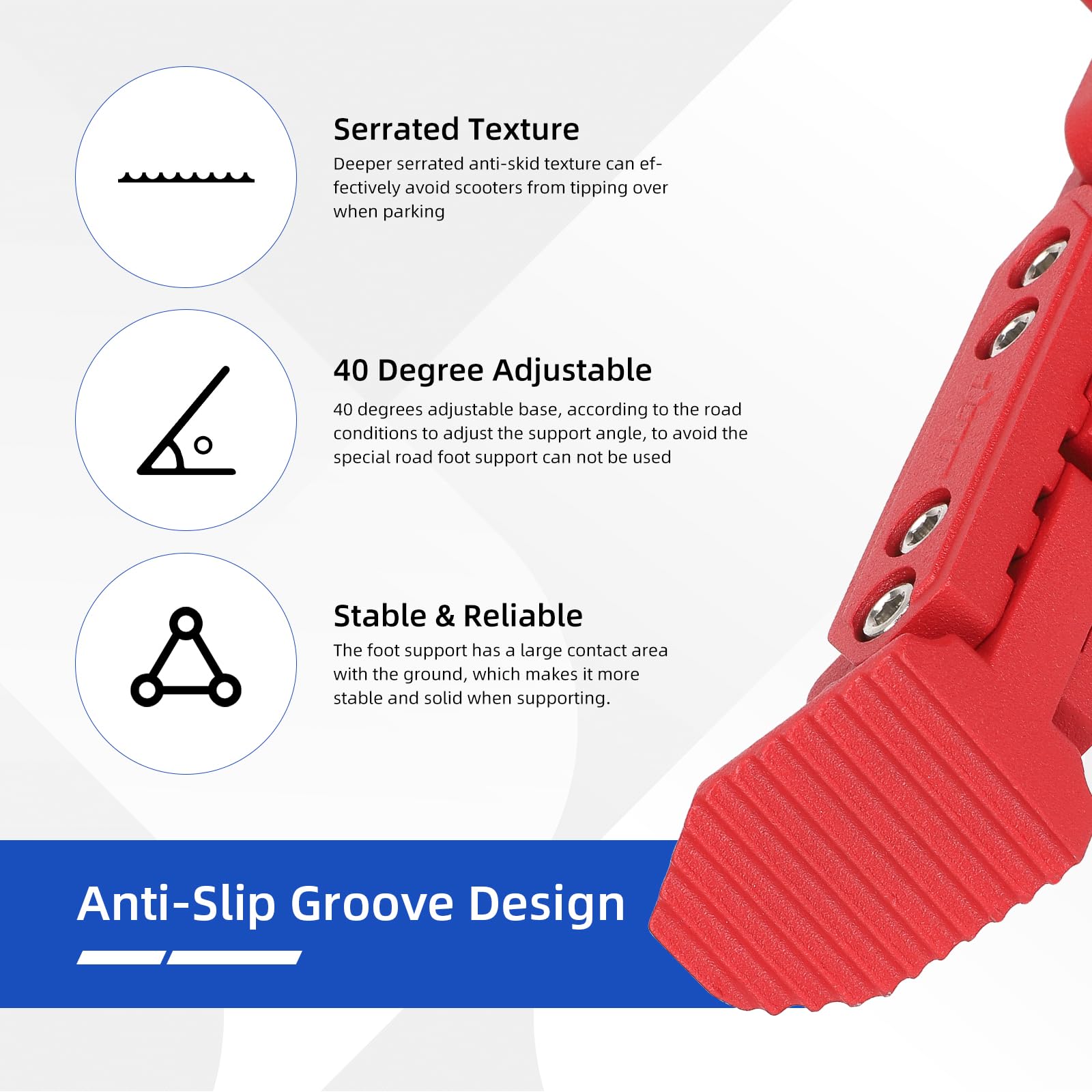 ulip Béquille réglable pour trottinette électrique - Accessoires de rechange pour Xiaomi 4 Segway Ninebot F Series Xiaomi M365 1S Pro Pro2 MI3 Scooter Rouge