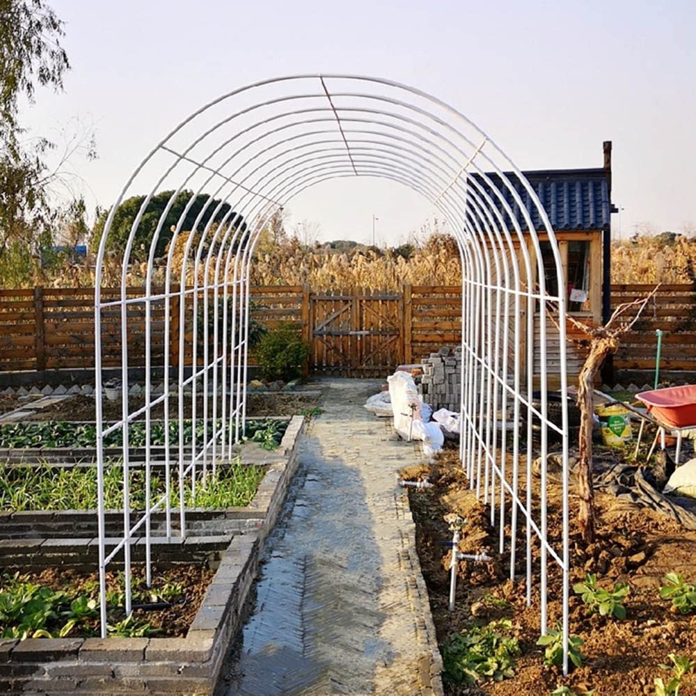 Macetero metálico de Arco para jardín con Soporte para Rosas, Apto para Plantas trepadoras, Disponible en Negro, Verde y Blanco, Altura de 1,2 a 3 Metros, Ancho de 2,2 a 2,3 Metros, estructu