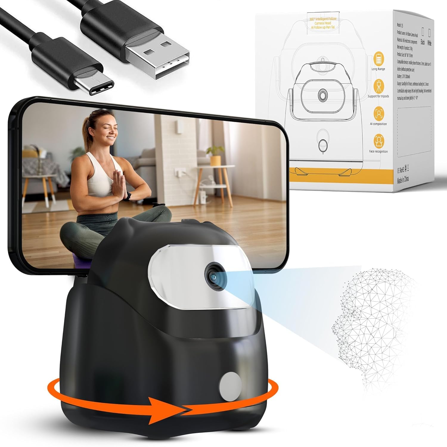 AI Auto Face Tracking Tripod | 360° Rotation Mobile Stand for Video Recording | Rechargeable Phone Holder Camera Stand for Shooting | Gesture Control | No App Needed - Your e Store-image-25