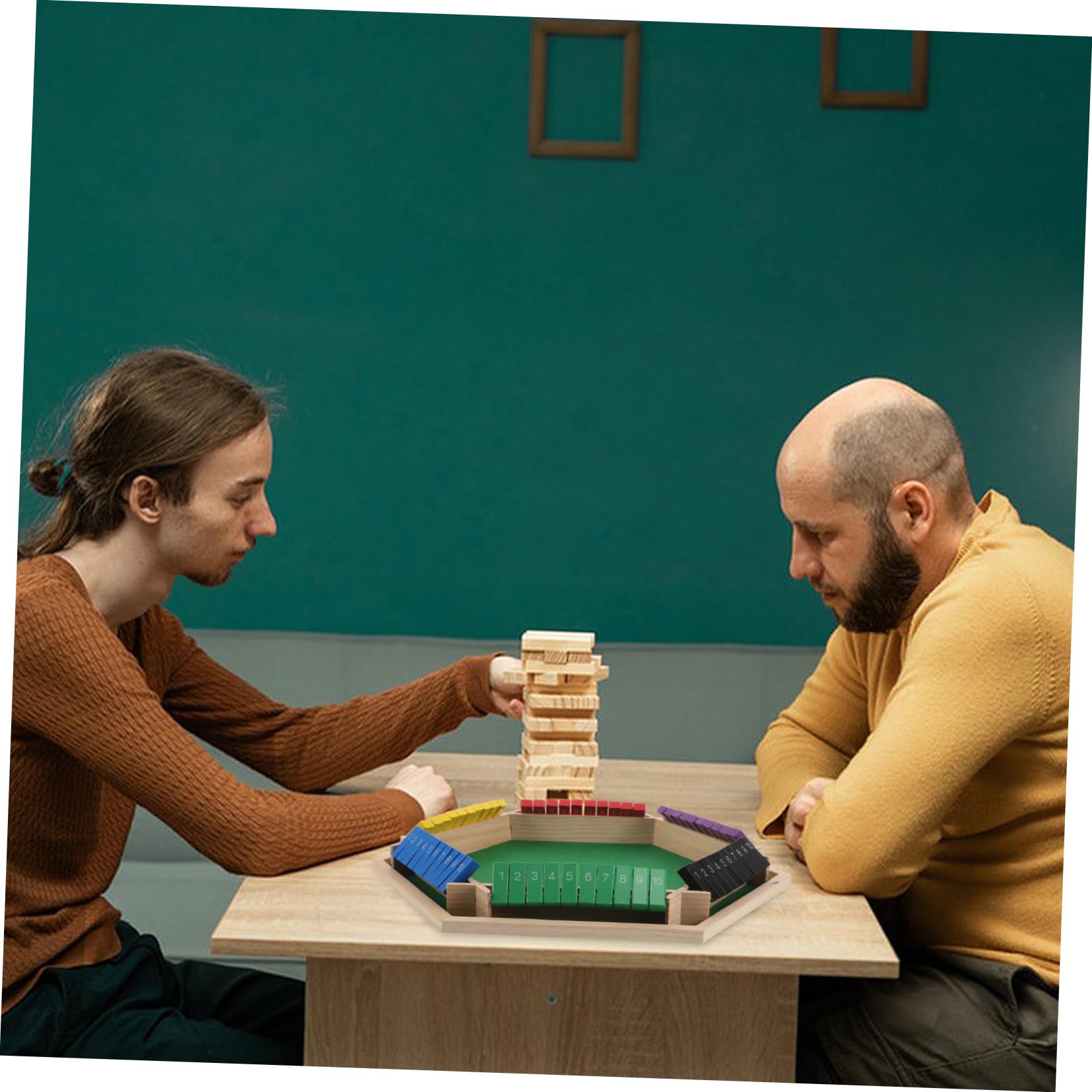 GARVALON Tavolo da Gioco a 6 Facce in Legno, Multicolore, per Bar e Feste, Intrattenimento Interattivo e Giochi Vari, per Serate Conviviali