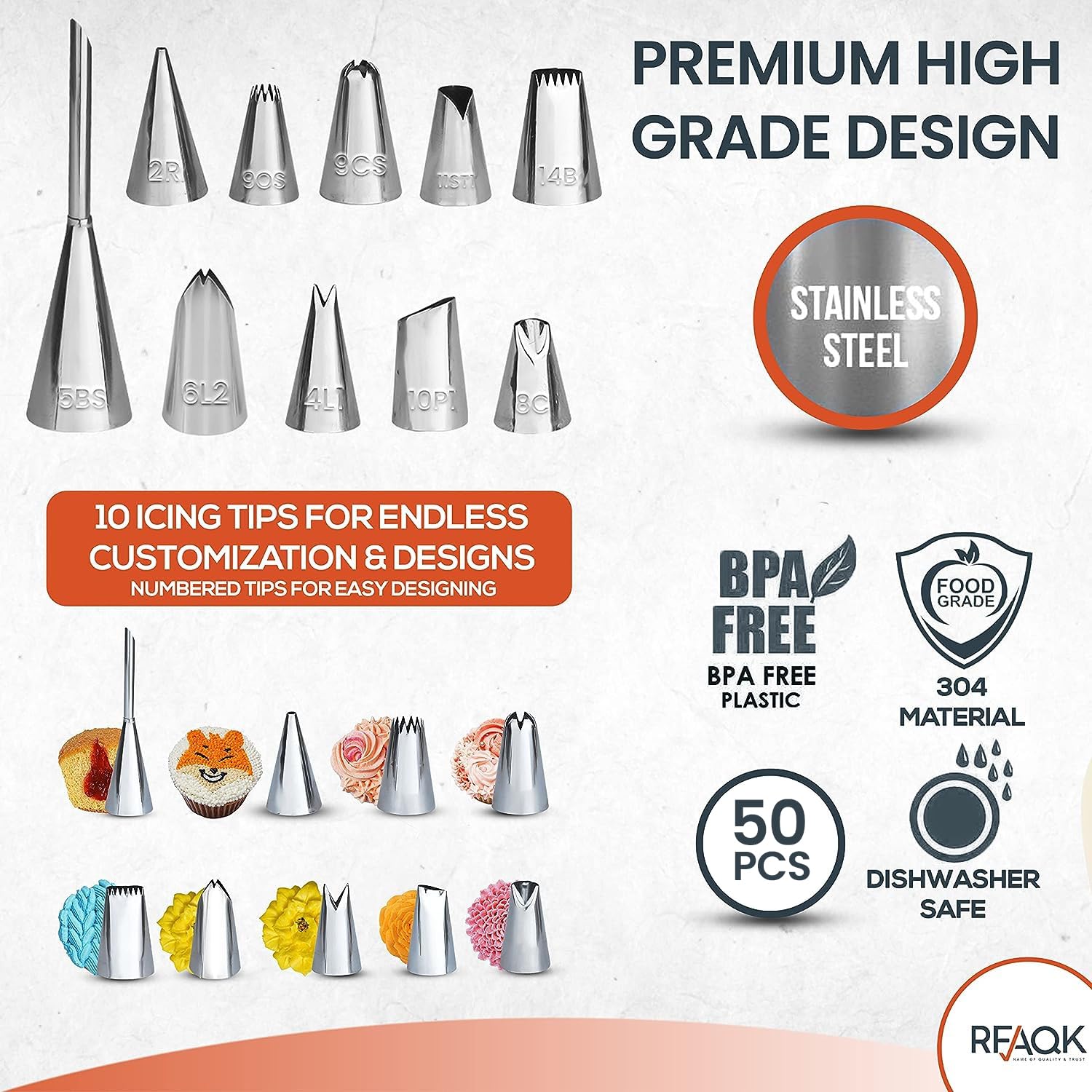 Kit de 50 suministros de decoración de pasteles con soporte giratorio de aluminio de 12 pulgadas, nivelador profesional, espátulas rectas y desplazadas, 10 puntas de glaseado numeradas y bolsas 4