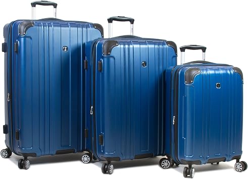Dejuno Kingsley New Generation 3-Piece Hardside Spinner Luggage Set, Blue DJ-668-BLUE