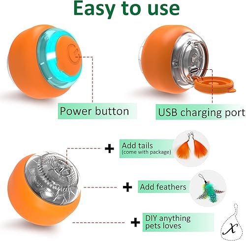 Miniatura 6 de AUKL Pelota de juguete para gatos de interior, bolas que rebotan, bola malvada, juguetes para gatos