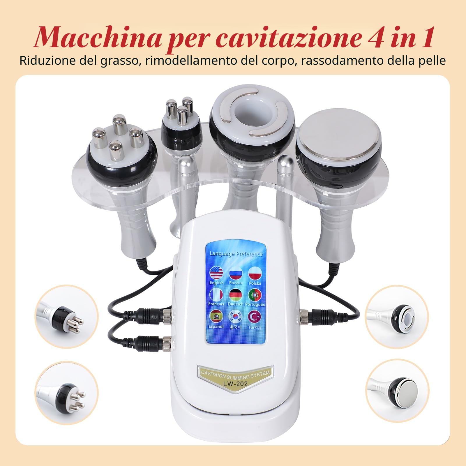 Eznaobo - Macchina per la perdita di peso del corpo 40 K, radiofrequenza - macchina per la forma del corpo 4 in 1, massaggiatore anti-cellulite, dispositivo per la perdita di peso per rassodare la