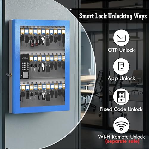 Miniatura 3 de WeHere Caja de bloqueo de 72 llaves, gabinete de llaves inteligente de montaje en pared, aplicación Bluetoothuso compartido de contraseña de una