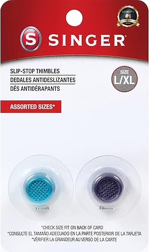 SINGER Dedales de parada deslizante, tamaño grande y XL, azul metálico y morado - Juego de 2