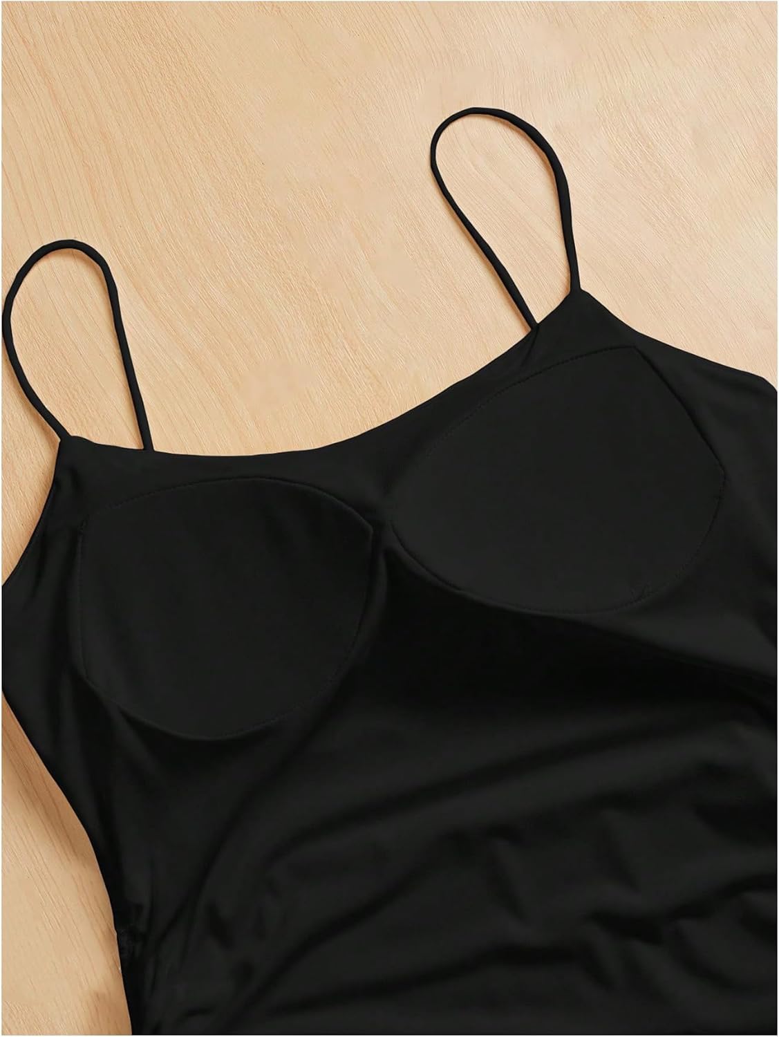 OYOANGLE Women's Ruched Spaghetti Strap Cami Top Sleeveless Camisole Shirts with Pads - Image 4