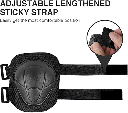 Miniatura 5 de WayEee Juego de 6 piezas de equipo de protección para niños, rodilleras para niños de 3 a 14 años de edad, rodilleras y coderas para niños, juego de