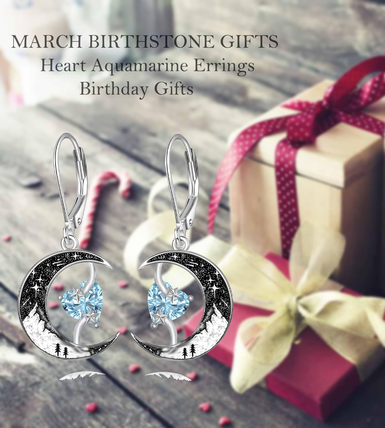 WASEE Black Moon Star Heart Birthstone Earrings 925 Sterling Silver Leverback Birthday Dangle Earrings Jewelry Gifts for Women