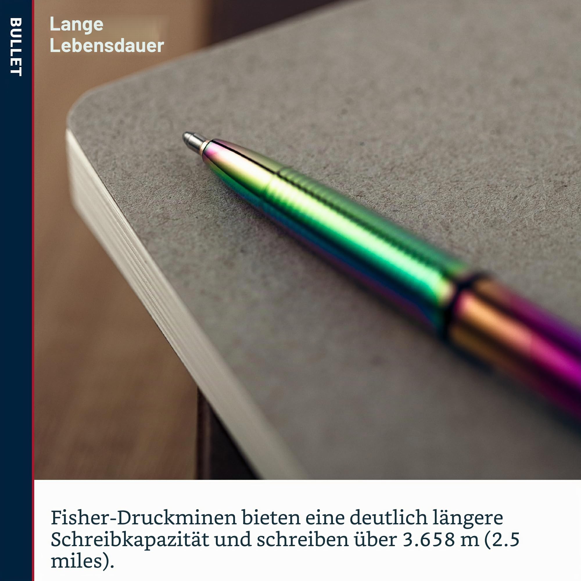 Fisher Bullet Pen weltberühmter Astronautenstift mit regenbogenfarbenem Lacküberzug, 1 Stück (1er Pack)