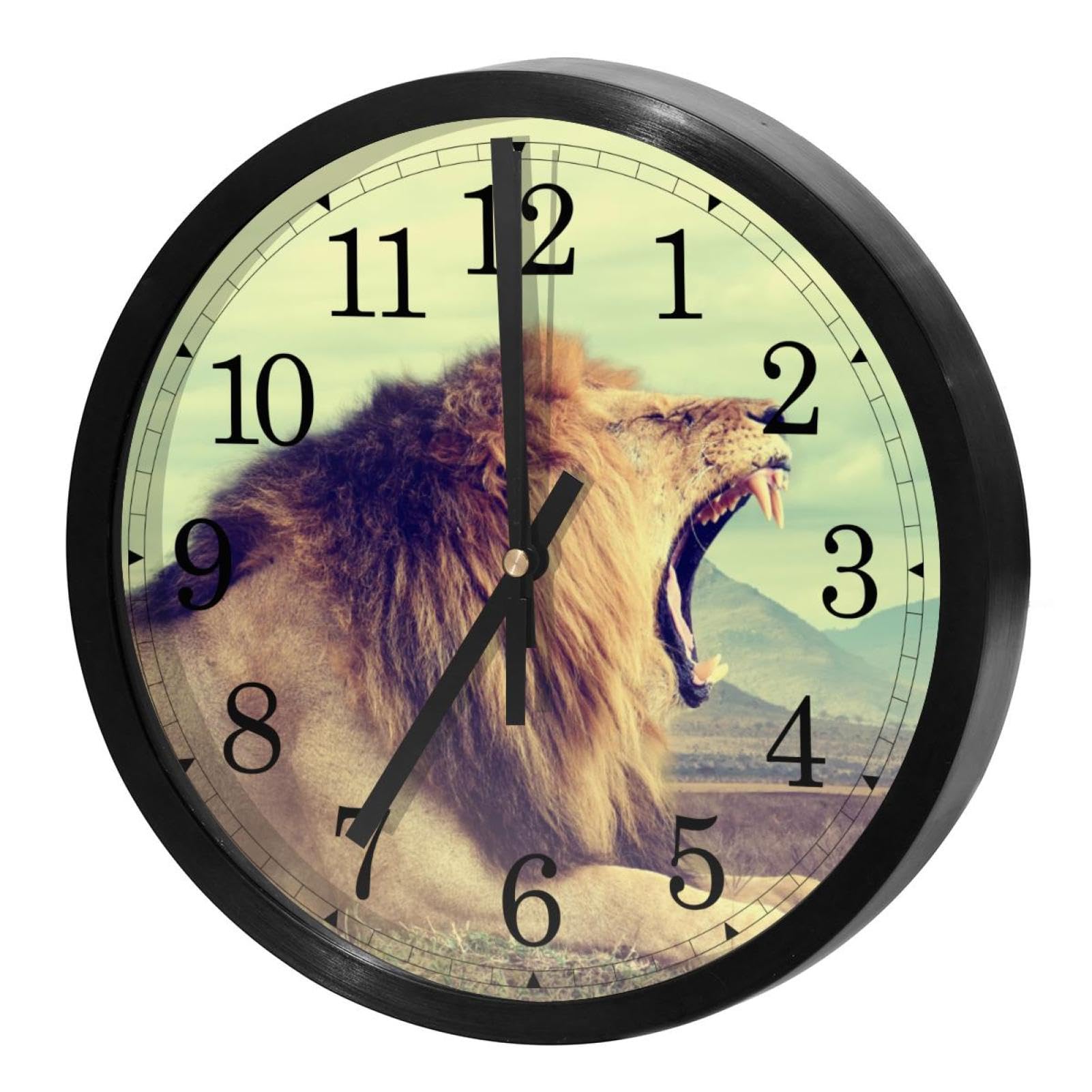 Horloge murale vintage pour supprimer le bruit du tic-tac et décorer le bureau avec un lion