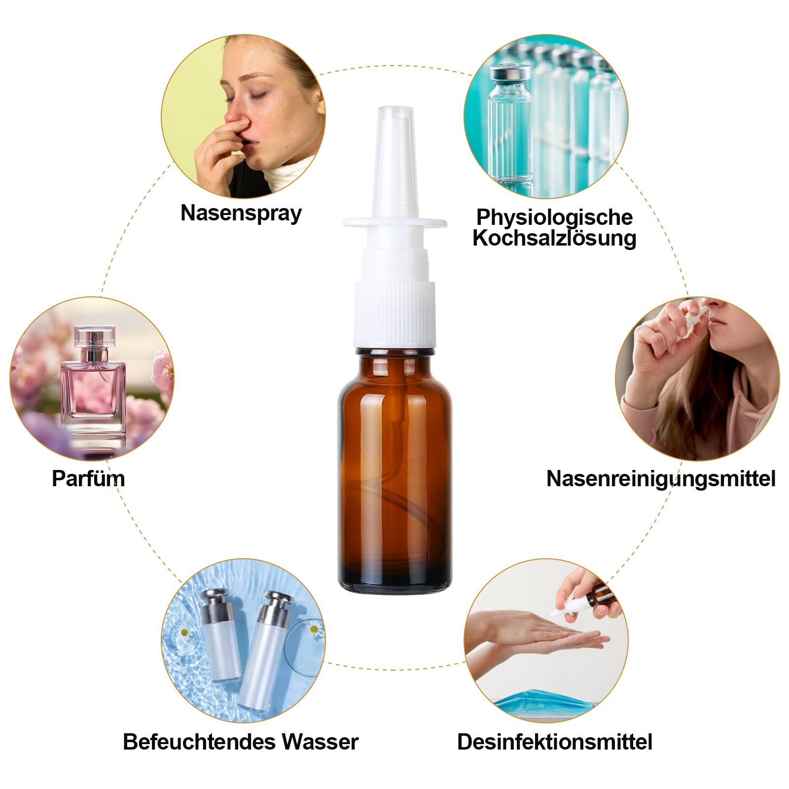 4 Pezzi Bottiglia Spray Nasale, 10ml Flaconi Spray Nasale, Riutilizzabile Spruzzatori Nasali Vuoti, Fine Vetro Nebulizzatore Spray per Profumi, Oli Essenziali, Soluzione Salina
