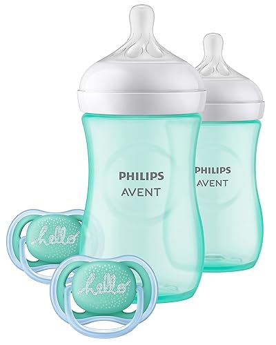 Philips AVENT Natural Baby Bottle with Natural Response Nipple, Teal Baby Gift Set, SCD837/02 (Pack of 24)