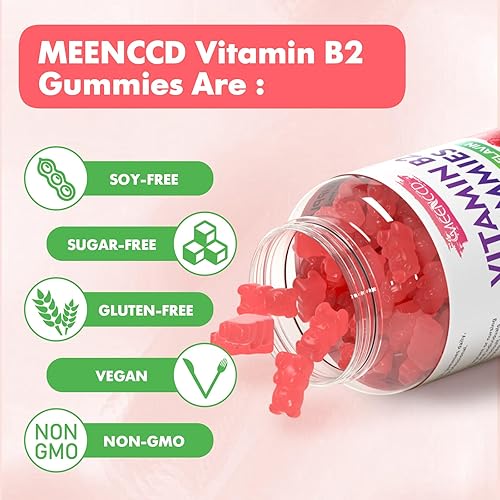 Miniatura 6 de Paquete de 2 gomitas de vitamina B2, riboflavina, suplemento de 400 mg con magnesio para niños y adultos, gomitas B2 para alivio de la migraña,