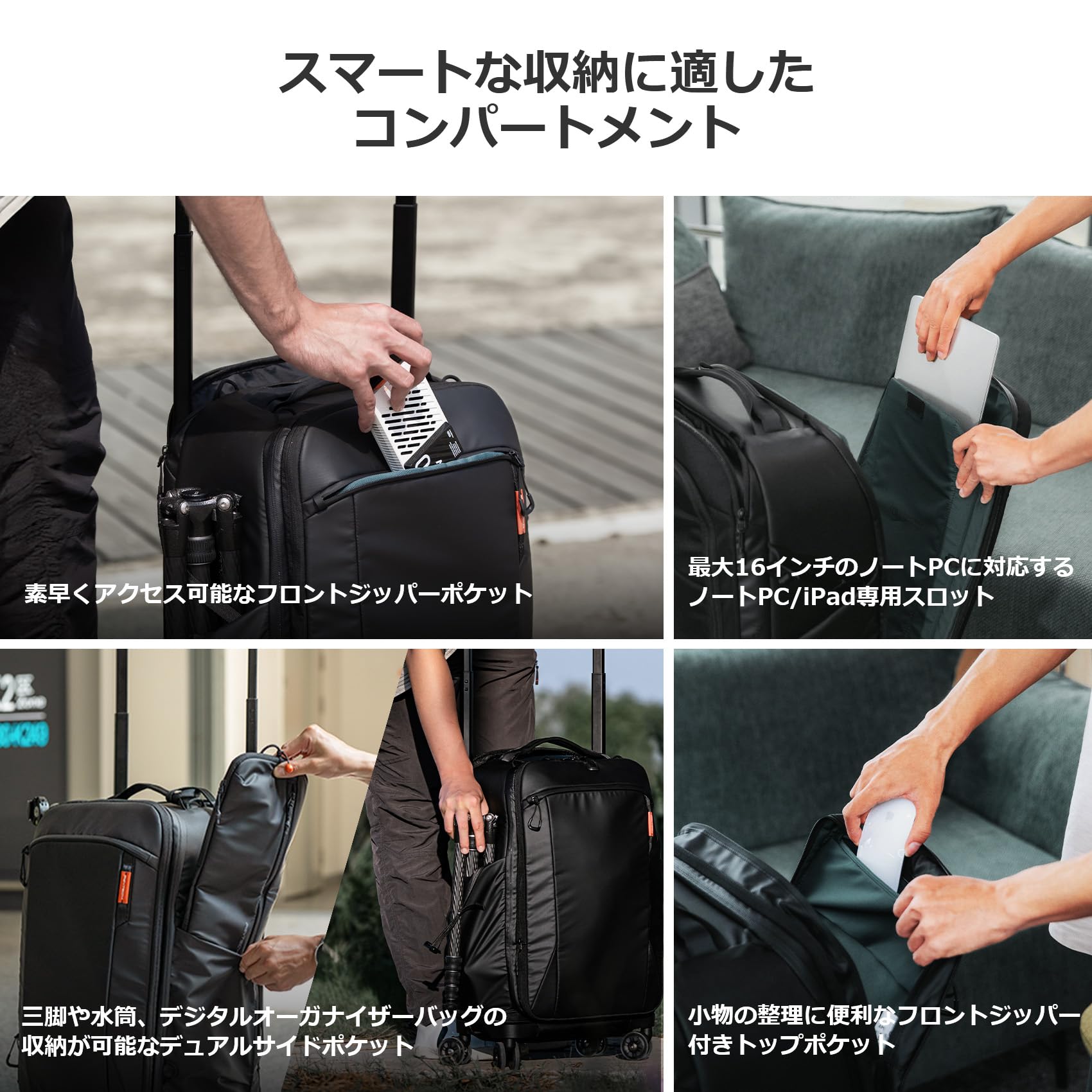 PGYTECH Zaino per fotocamera a rullo, 30 l, borsa per fotocamera, capacità espandibile, impermeabile, ruote rimovibili, custodia per il trasporto, viaggio, valigia, zaino, 2 vie, divisore, stoccaggio