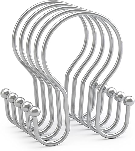 Miniatura 9 de AmazerBath Ganchos cromados para cortina de ducha, anillos de cortina de ducha, ganchos simples de doble cara para cortina de ducha, a prueba de