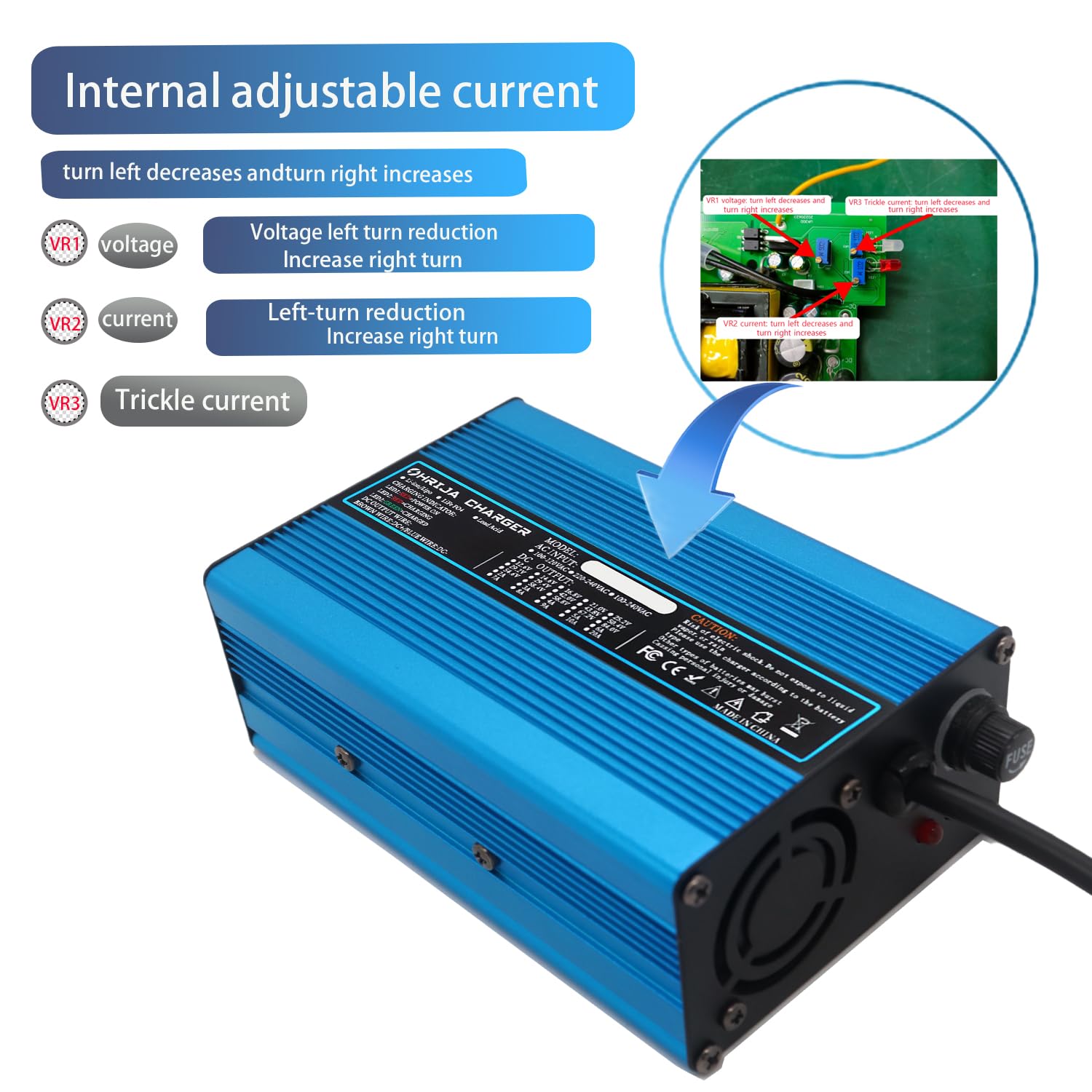 Il caricabatterie da 24 V 10 A è adatto per accumulatori di piombo da 27,6 V. Caricabatterie di mantenimento per sedie a rotelle. Esterno blu con connettore XLR 1+2 a 3 poli.
