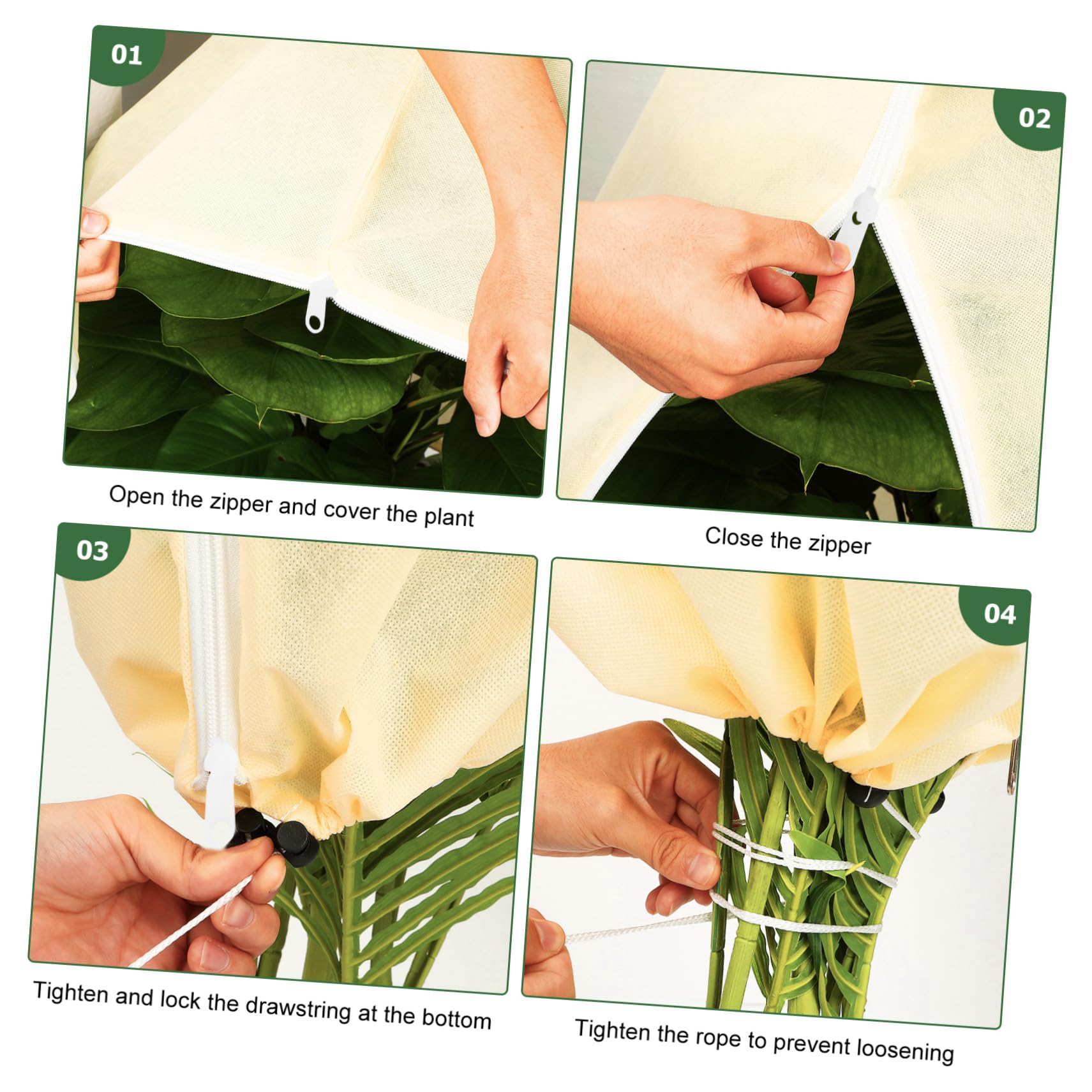 ifundom Funda Antiheladas para Plantas 2 Piezas de Tela No Tejida Beige | Cuerda Integrada, Resistente al Desgarro, Fácil de Colocar y Guardar, para Árboles y Plantas de Exterior