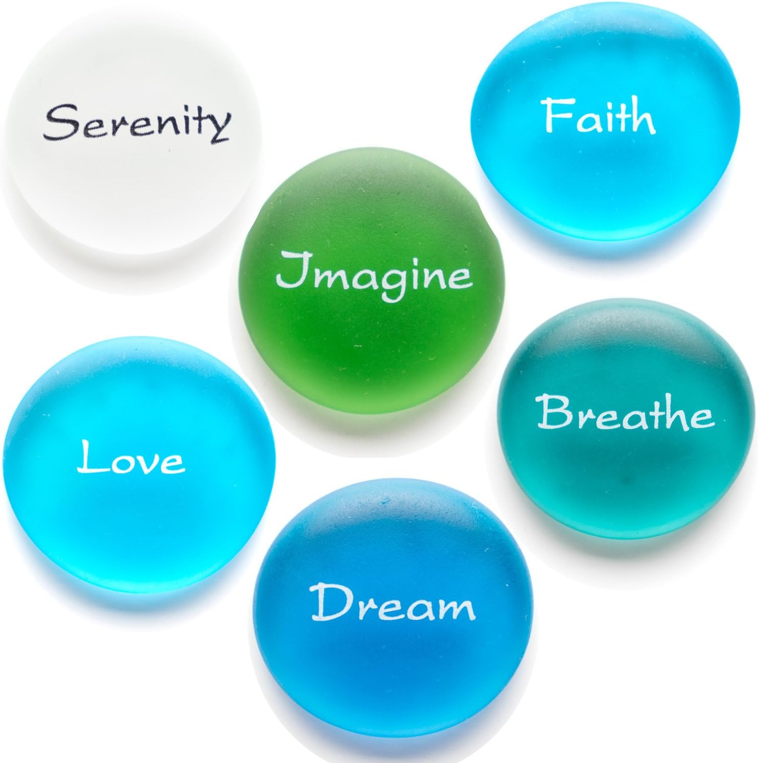 Lifeforce Glass The Mermaid's Message: Frosted Sea Glass Stones, Six Inspiring Words in Beach Colors, Packaged in a Deluxe Box Set II