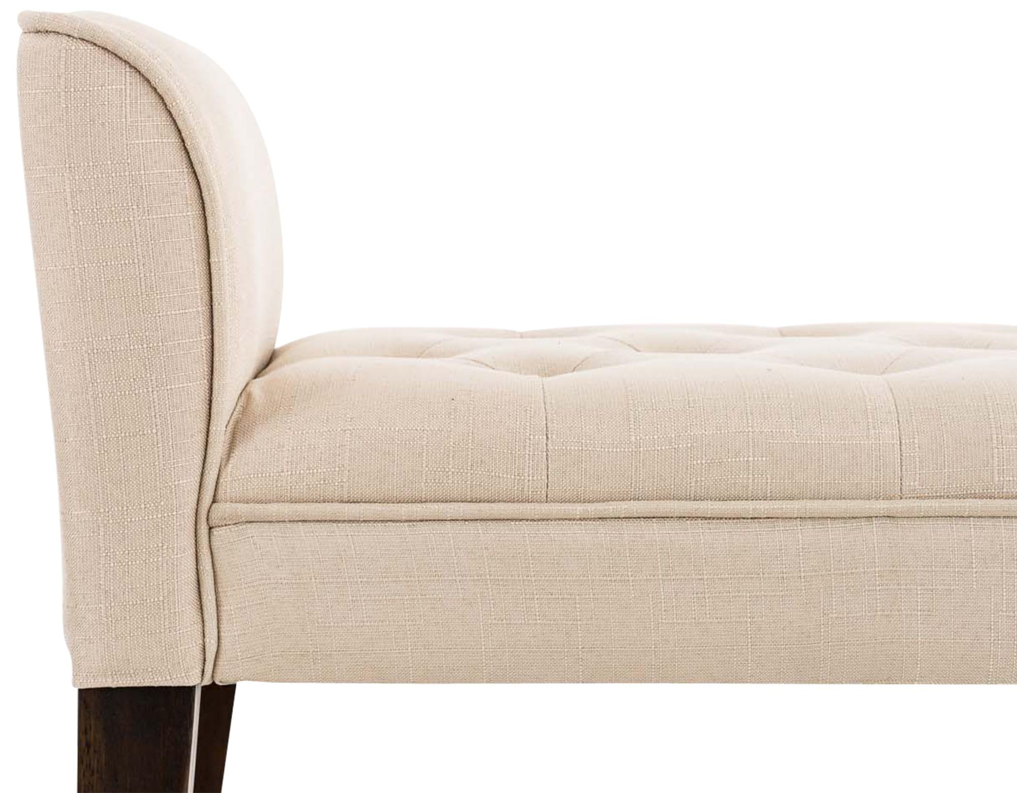 CLP Banquette Cleopatra en Tissu I Banc Rembourré avec Accoudoirs Style Chesterfiled I Piétement en Bois I Banquette Capitonnée 133 x 64 x 43cm, Couleur:crème, Couleur du Cadre:Antique foncé