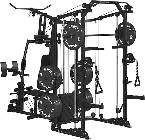 Miniatura 7 de GMWD Smith - Jaula de potencia para máquina, sistema multifunción de gimnasio en casa con sistema cruzado de cables, estación de entrenamiento de