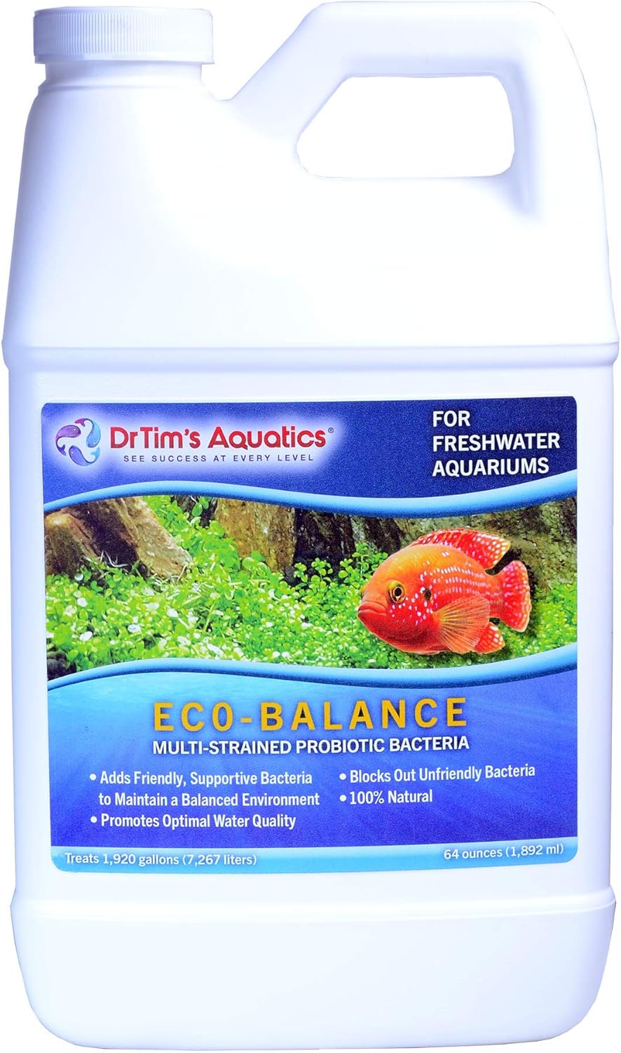 DrTim’s Aquatics Eco-Balance Freshwater – 64 oz – Probiotic System Support – Weekly Maintenance Formula for Balanced Aquariums – Helps Maintain Clarity, Consistent Parameters & Filter Performance