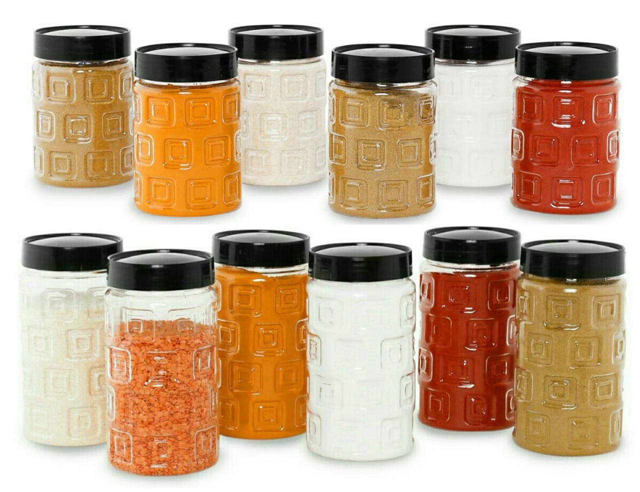 Plastic Container Set for Kitchen Storage, Spice Jars and Containers Set - 500 Ml 250 Ml - 10 Pieces, Clear Brand: ALLSMORT