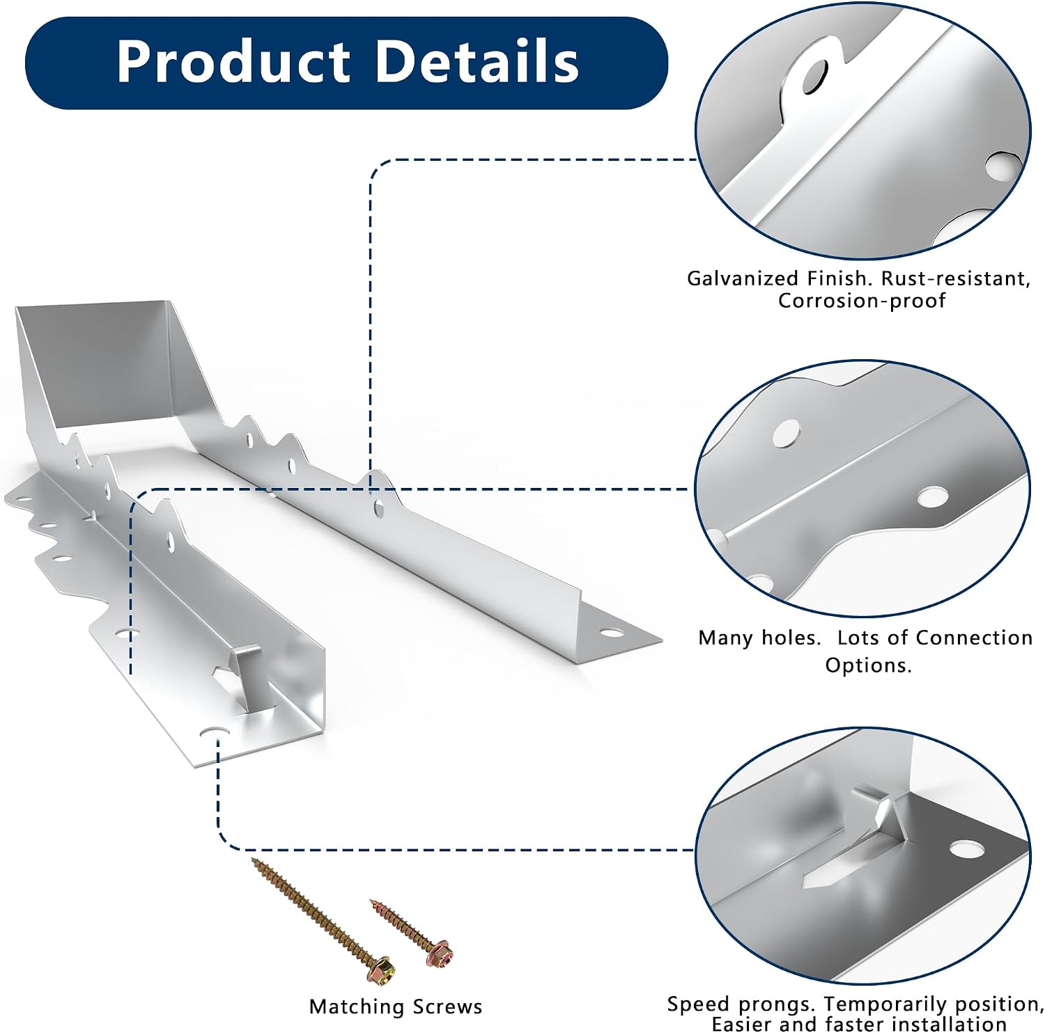 25 Pack 2x10 Joist Hangers with Screws for Wood, Galvanized Face Mount