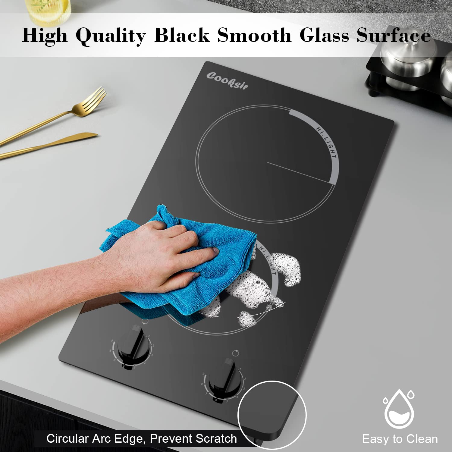 two burner glass cooktop