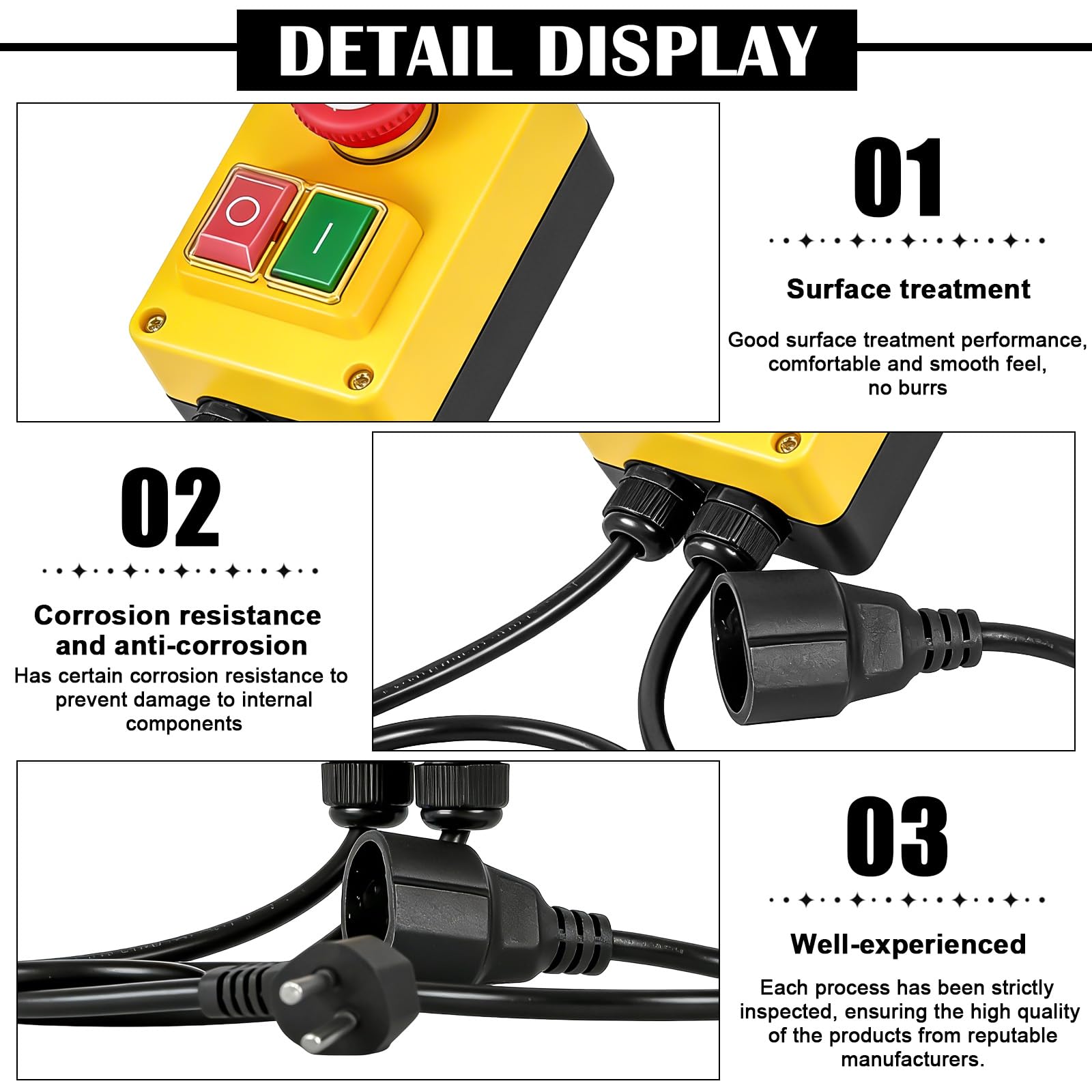 Interruttore monofase EIN/AUS, 250V 16A interruttore di sicurezza, interruttore di emergenza, interruttore elettromagnetico Interruttore elettromagnetico a pressione per lo spegnimento rapido di