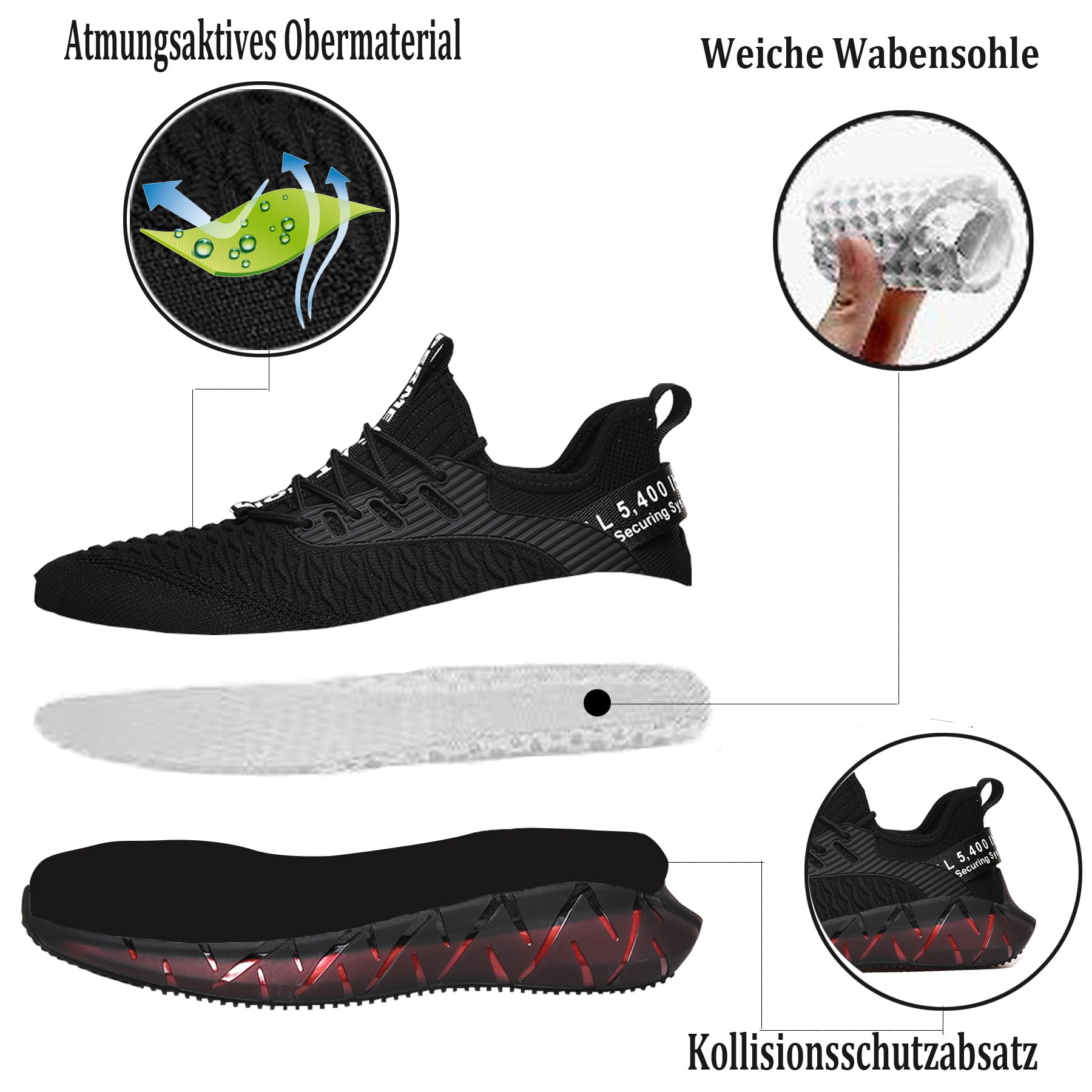 Laufschuhe Herren Damen Sportschuhe Atmungsaktiv Leichte Turnschuhe Straßenlaufschuhe Outdoor Schuhe Fashion Gym Fitness Sneaker36EU-46EU