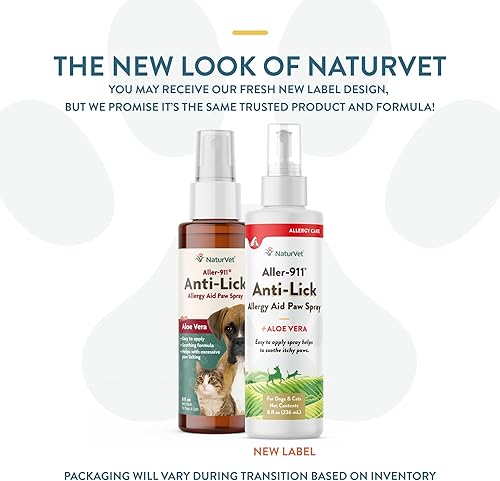 Miniatura 2 de NaturVet Aller-911 Spray antilamer para patas para perros y gatos, incluye aloe vera, ayuda a calmar la picazón en las patas, ofrece apoyo para la