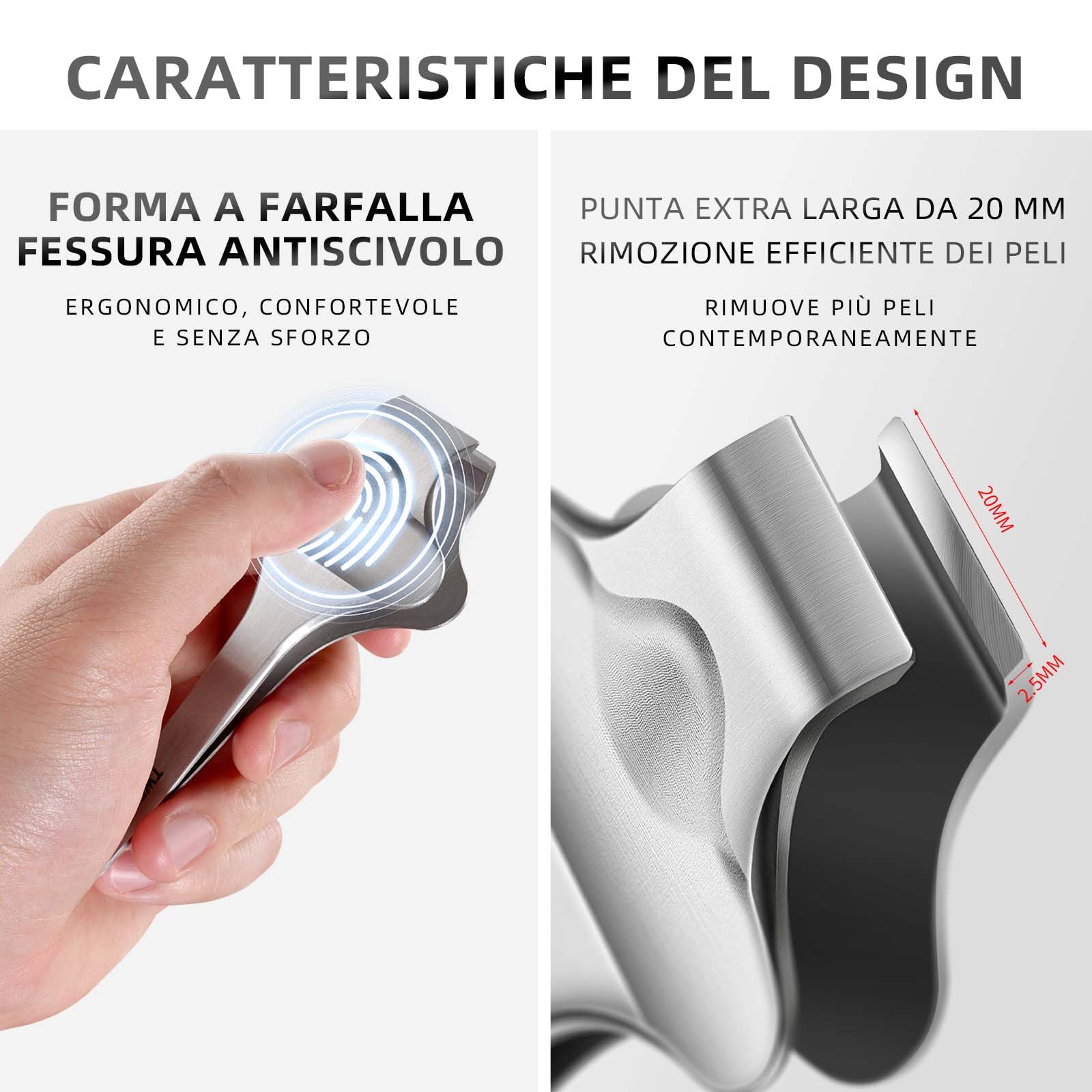 AUSOMTEK Pinzette per barba a farfalla, pinzette per la rimozione dei capelli, pinzette per la rimozione dei peli fini, strumento per sopracciglia, in acciaio inossidabile, punte larghe 20 mm, slot