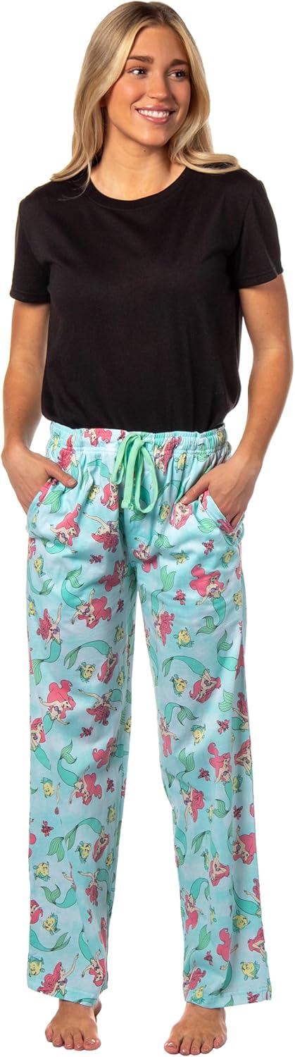 Disney Adult The Little Mermaid Ariel Flounder Sebastian All Over Print Pajama Sleep Lounge Pants For Men and Women - Image 2